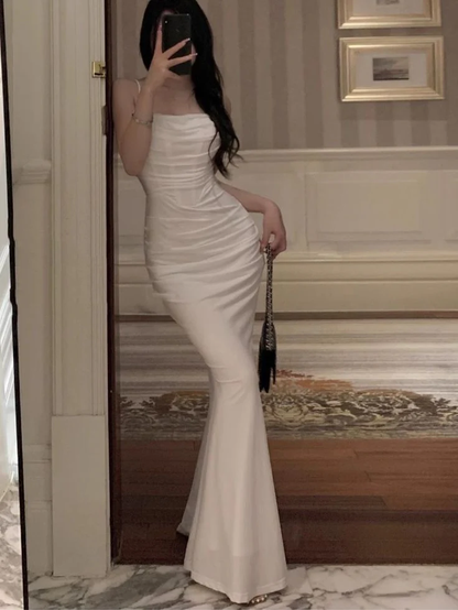 Sexy Mermaid Long Prom Dresses Spaghetti Straps Wedding Dress J4867