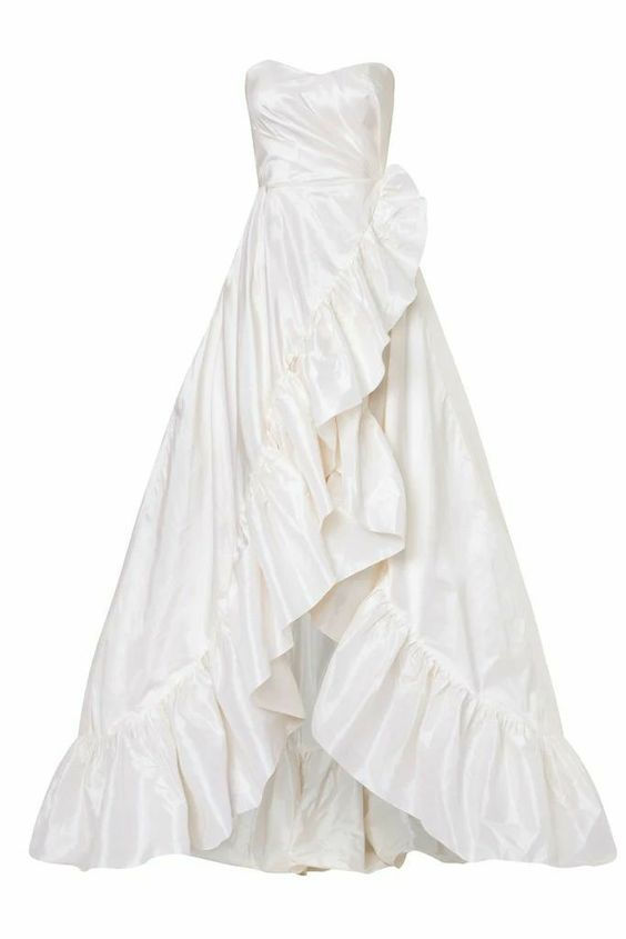 Strapless A Line Long Prom Dress Ruffle Wedding Dress J4983