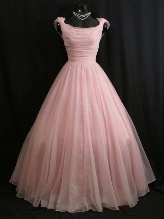 Pink A Line Tulle Prom Dress Formal Party Dress J4986