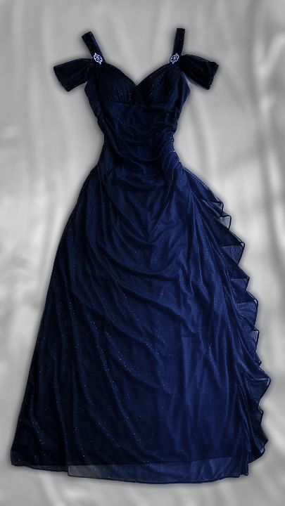 Navy Blue A Line Long Prom Dress Ruffle Formal Party Dress J4987