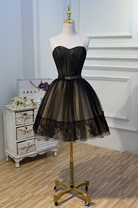 Sweetheart A Line Tulle Short Prom Dress Homecoming Dress J4993