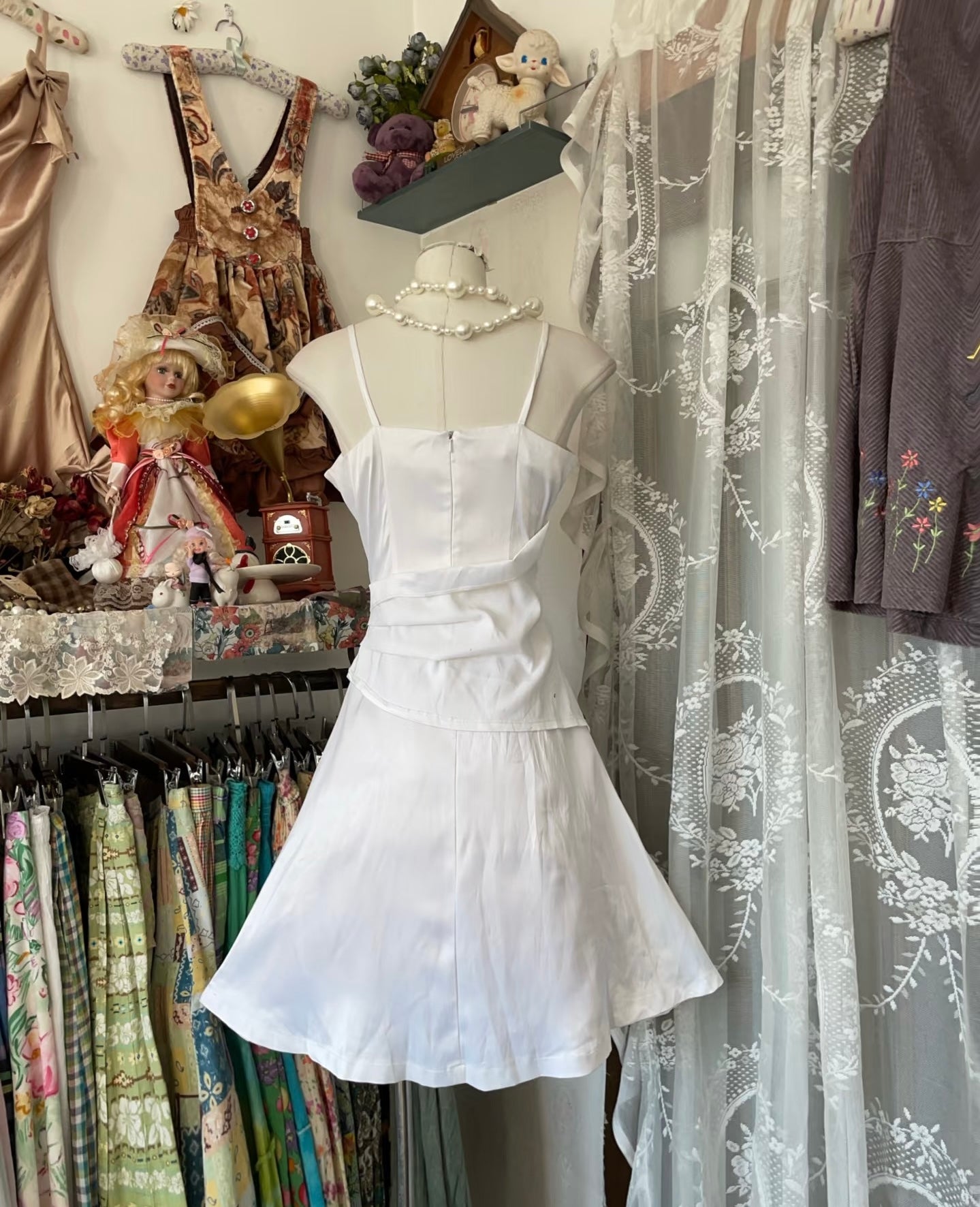 White A Line Short Prom Dress Vintage Formal Dress J5015