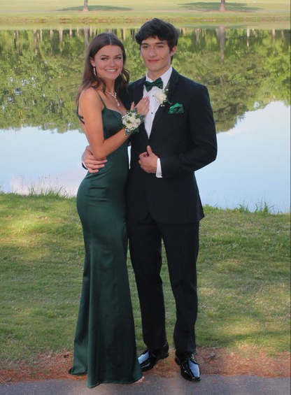 Robe de bal longue dos nu vert foncé style sirène J5074