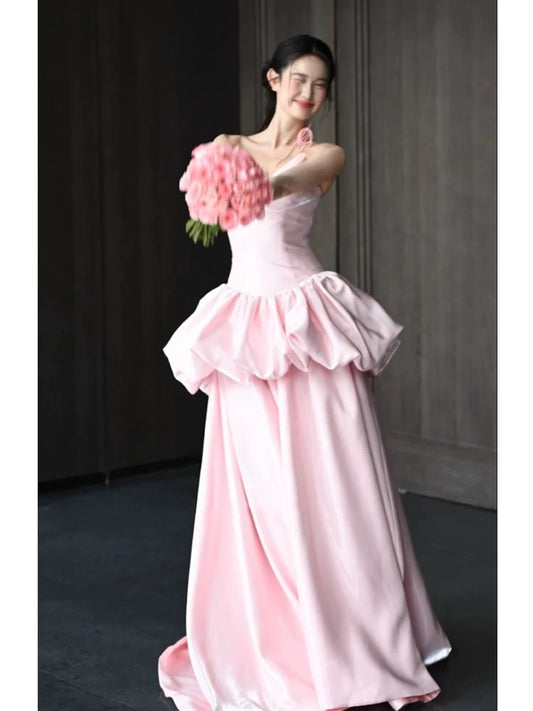 Pink A Line Long Prom Dress Sweet Formal Evening Party Dress J5088