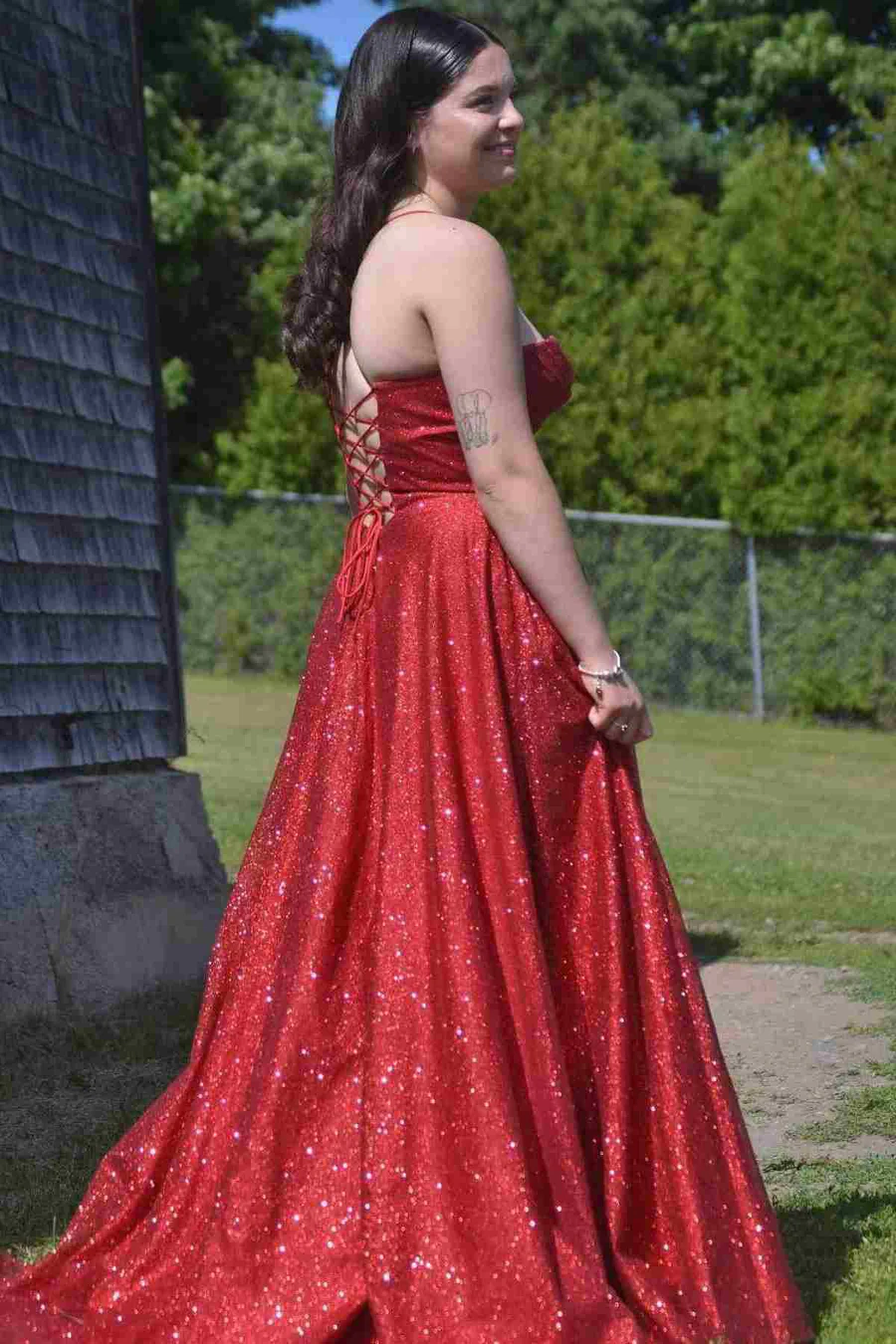 A Line Sparkling Long Prom Dress Formal Party Dress J5116