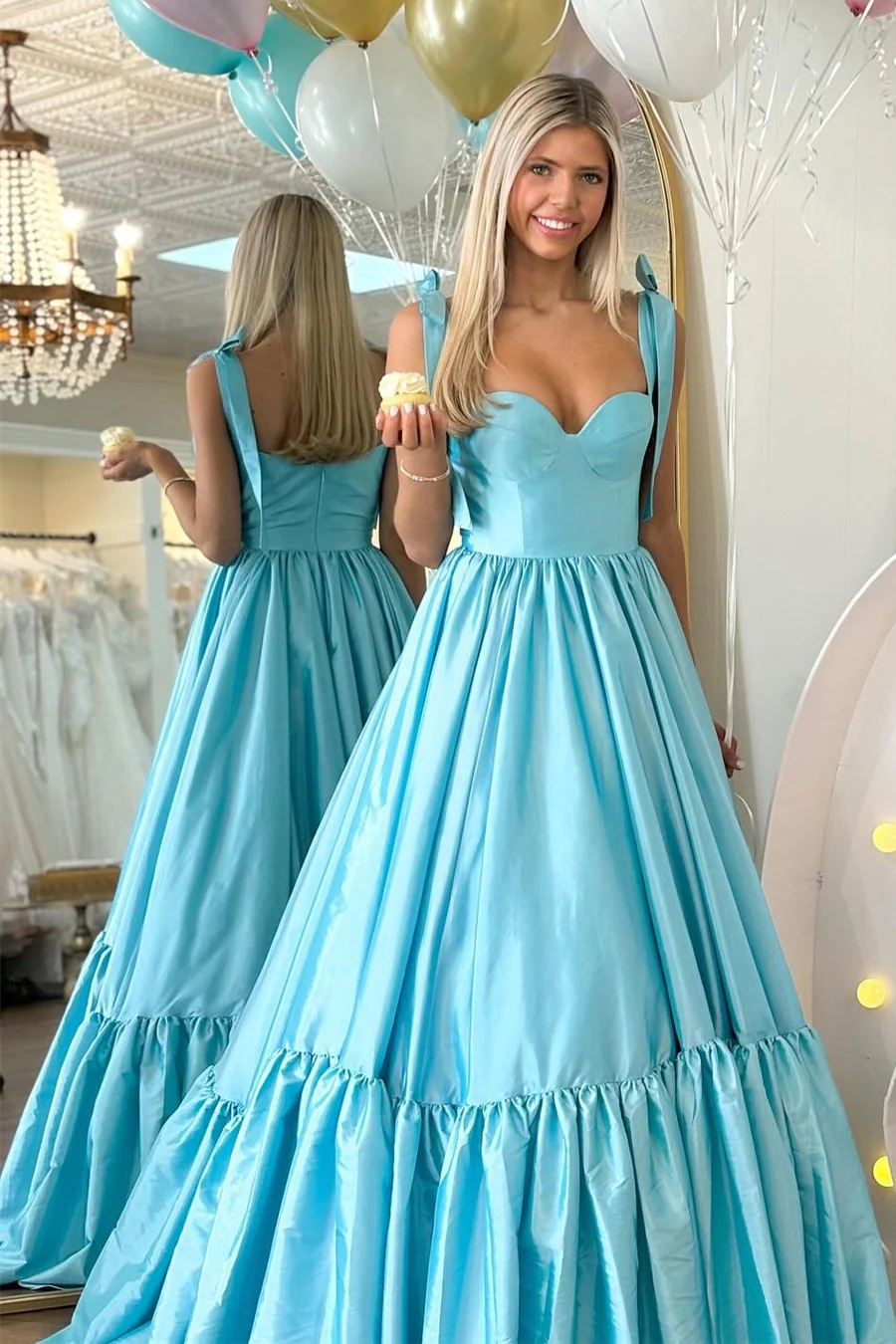 A Line Satin Long Prom Dress Formal Party Dress J5130