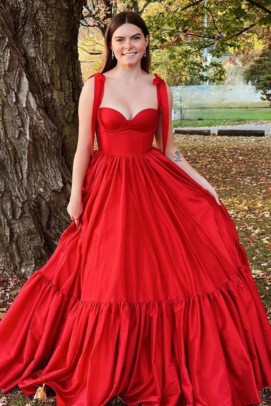 A Line Satin Long Prom Dress Formal Party Dress J5130