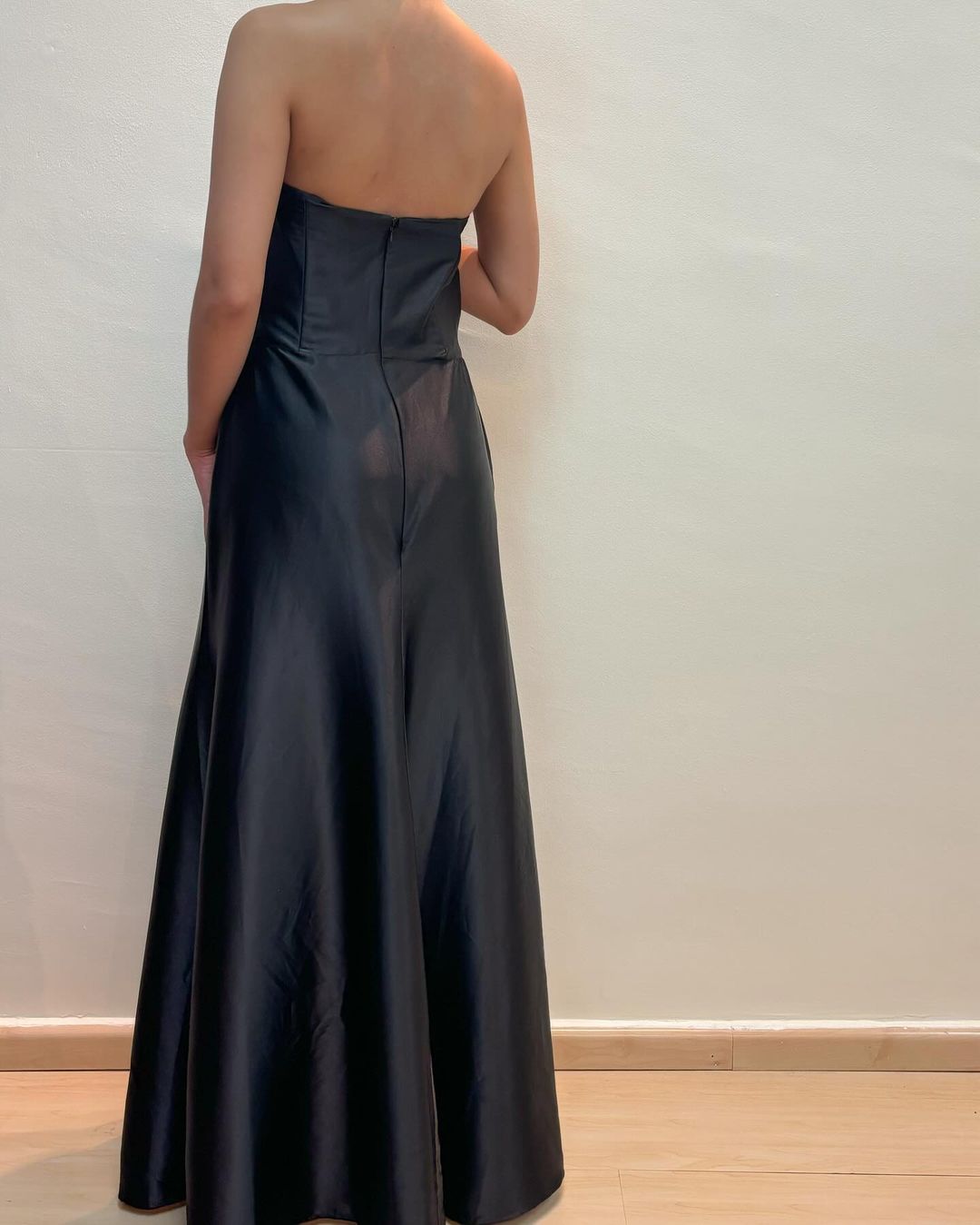 Strapless Elegant A Line Black Long Prom Dress Formal Party Dress J5149