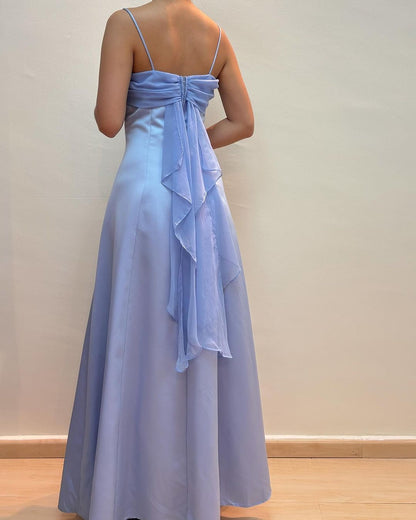 Robe de bal longue lavande coupe trapèze à volants, tenue de soirée formelle J5153