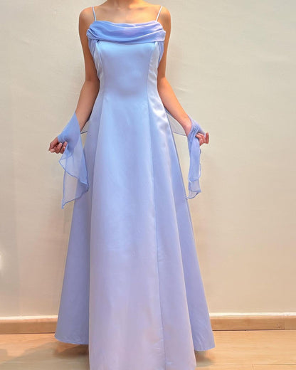 Robe de bal longue lavande coupe trapèze à volants, tenue de soirée formelle J5153