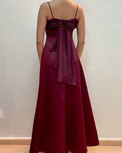 Burgunderrotes langes Ballkleid in A-Linie mit Rüschen, formelles Partykleid J5154