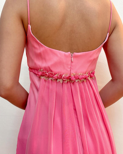 Robe de bal longue fourreau rose à fleurs 3D, robe de soirée formelle J5155