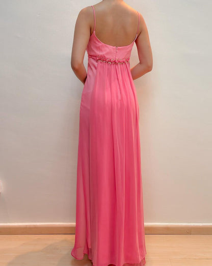 Robe de bal longue fourreau rose à fleurs 3D, robe de soirée formelle J5155