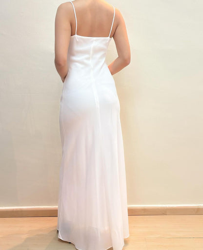 Vintage Mermaid Long Prom Dress White Wedding Dress J5158
