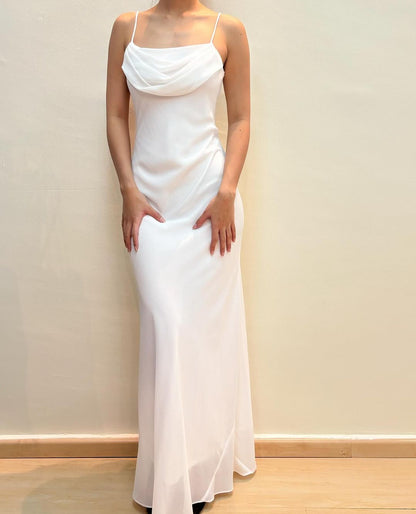 Vintage Mermaid Long Prom Dress White Wedding Dress J5158