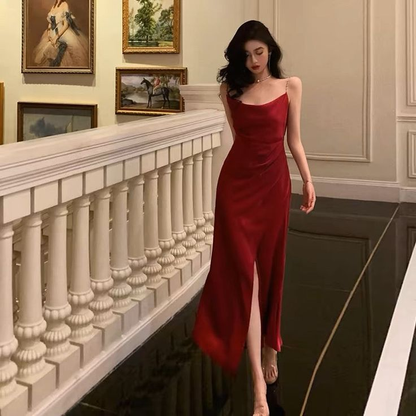 Sexy Etuikleid mit Spaghettiträgern in Rot J5360
