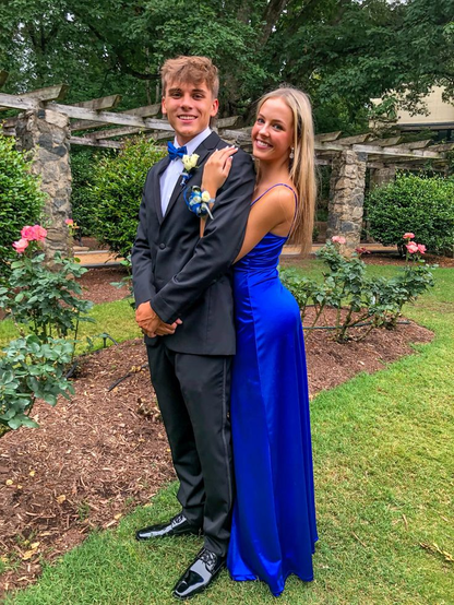 V-Ausschnitt Blau Langes Ballkleid Etuikleid Formales Kleid J5384