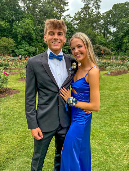 V-Ausschnitt Blau Langes Ballkleid Etuikleid Formales Kleid J5384