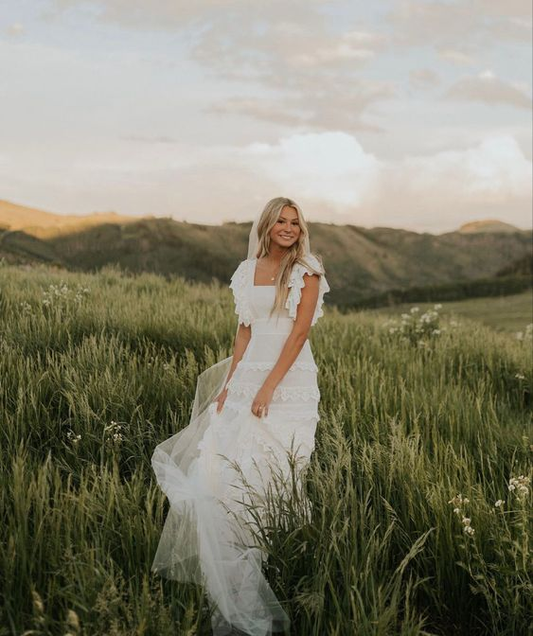 Elegant White A Line Wedding Dress Simple Bridal Gown J5416