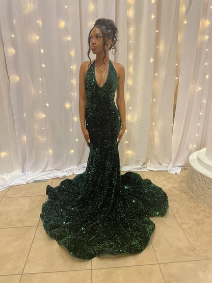 Smaragdgrünes Ballkleid, langes Partykleid, formelles Kleid J5417