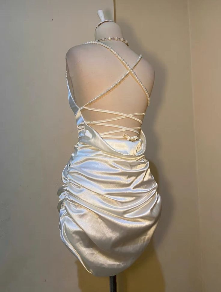 White Short Satin Sheath Birthday Dress Short Prom Dress J5444