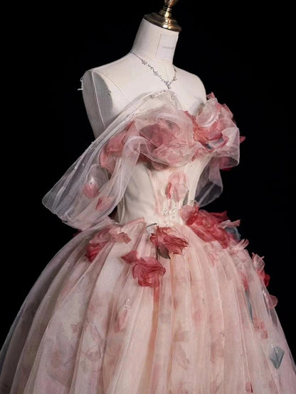 Schulterfreies A-Linien-Ballkleid aus Tüll, formelles Kleid J5447 