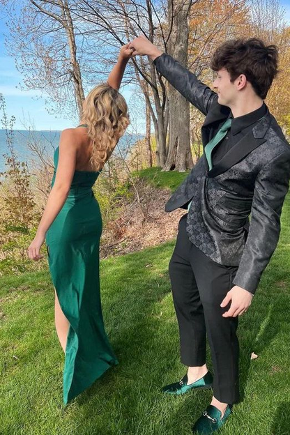 Grünes Meerjungfrau-Abschlussballkleid, langes Abendkleid, J5482 