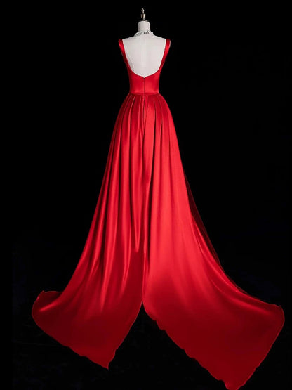 Elegantes rotes langes Ballkleid mit Schleppe J5534 