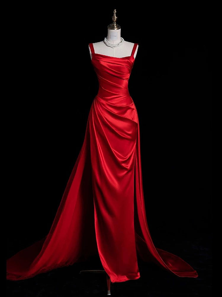 Elegant Red Long Prom Dress Evening Dress With Train J5534