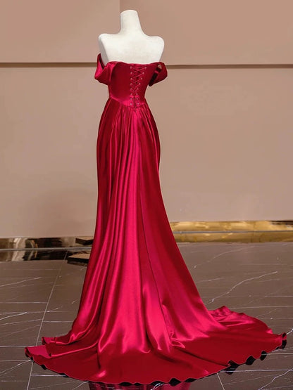 Schulterfreies Meerjungfrau-Abschlussballkleid, lang, formelles Abendkleid J5536 