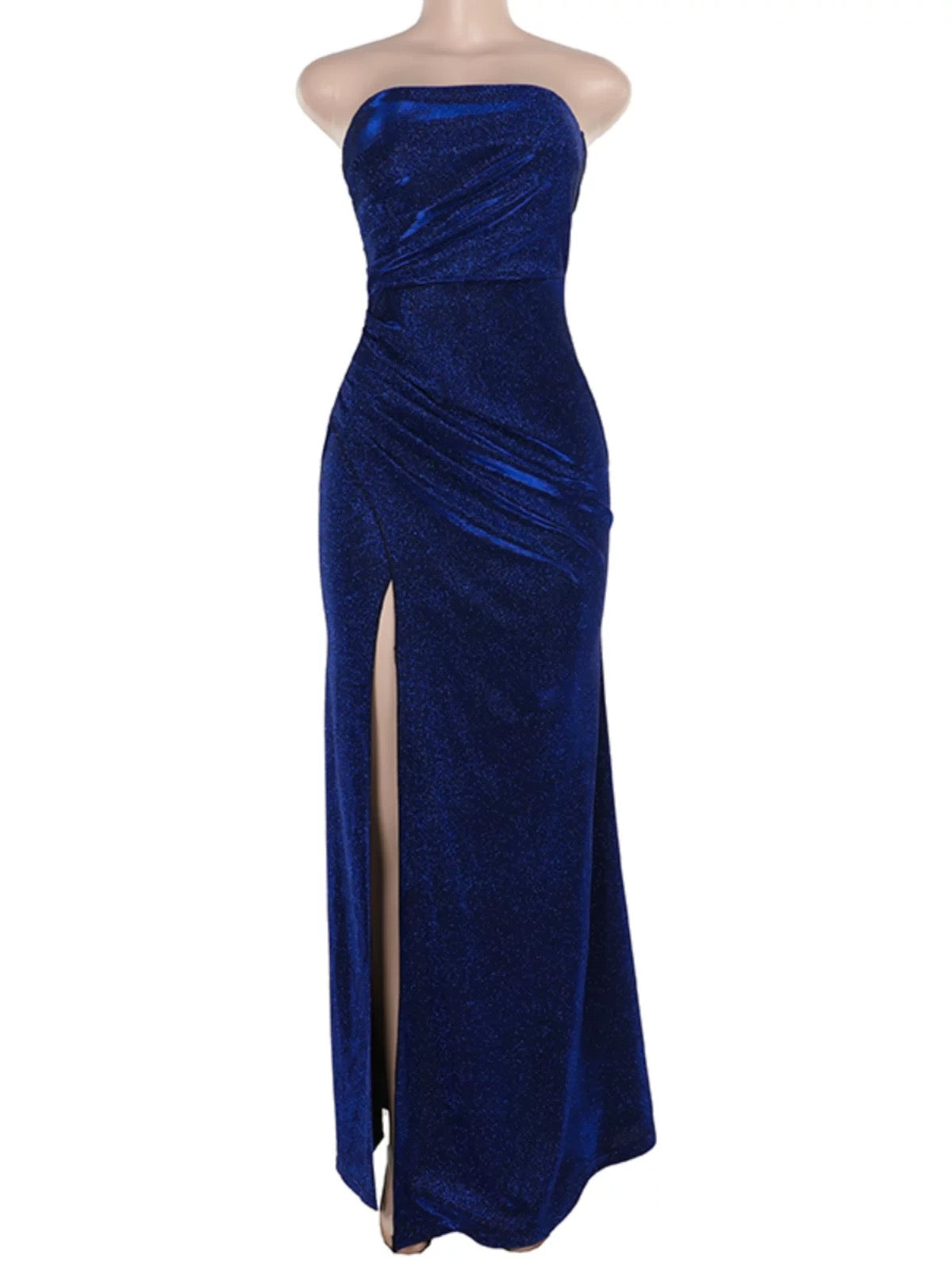 Strapless Mermaid Slit Long Prom Dress Sparkling Evening Dress J5541