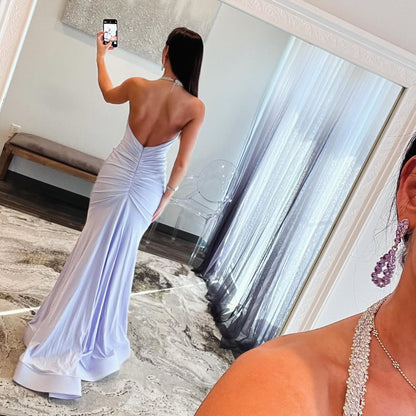 Robe de soirée longue sirène lavande J5547 
