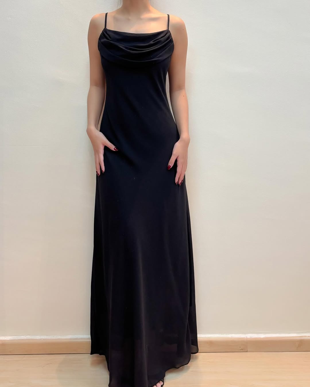 Black Chiffon Long Prom Dress Vintage Evening Party Dress J5571