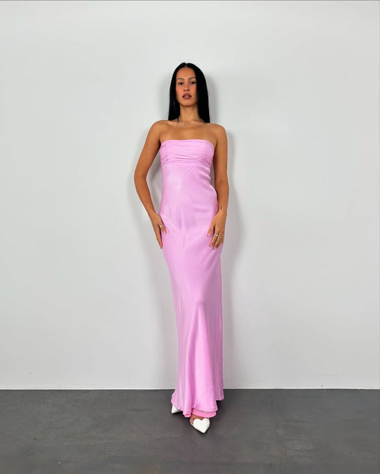 Strapless Pink Sheath Long Prom Dress Formal Party Dresses J5580