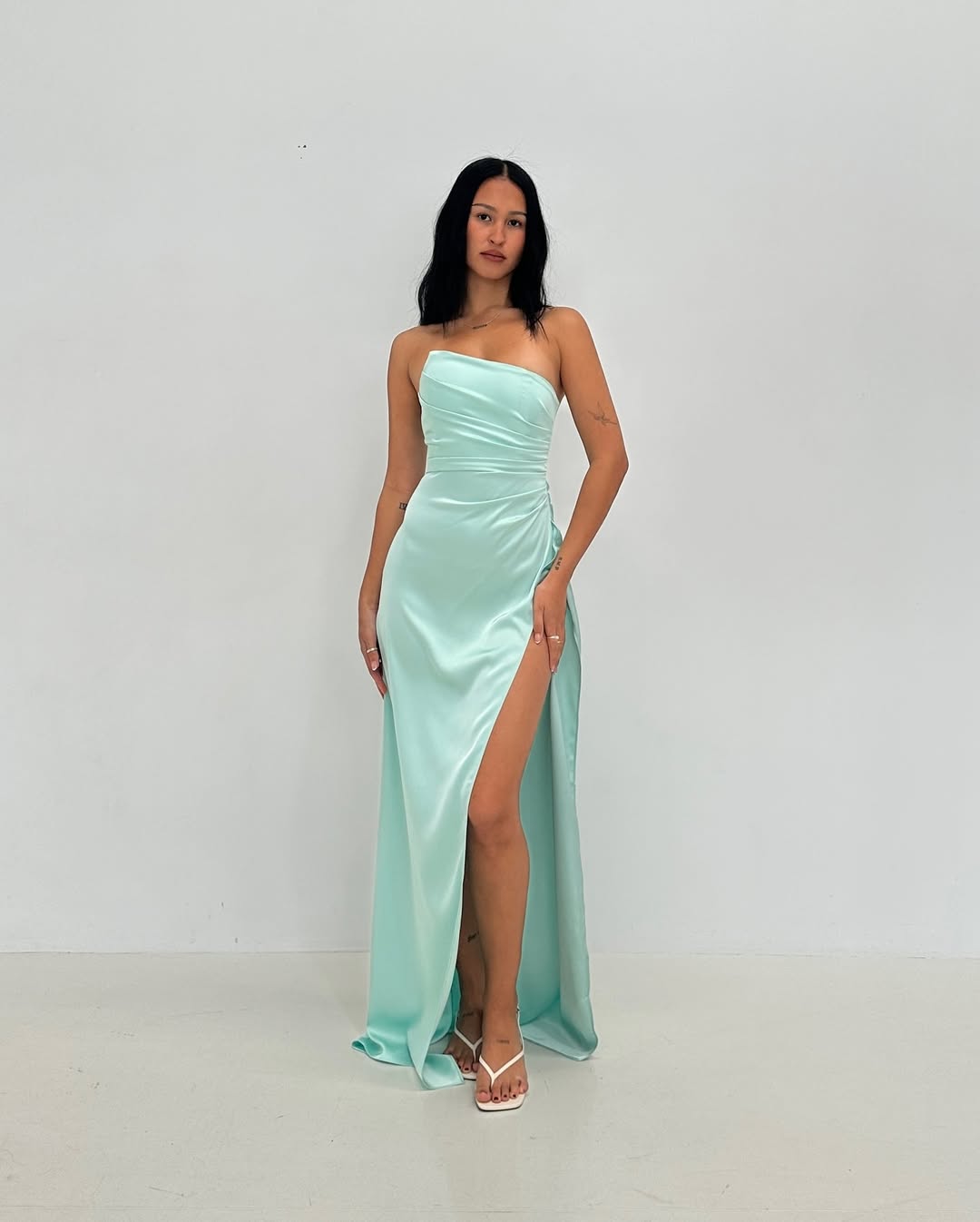 Tiffany Blue Slit Long Prom Dress Formal Party Dresses J5582