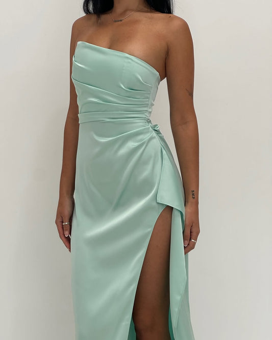 Tiffany Blue Slit Long Prom Dress Formal Party Dresses J5582