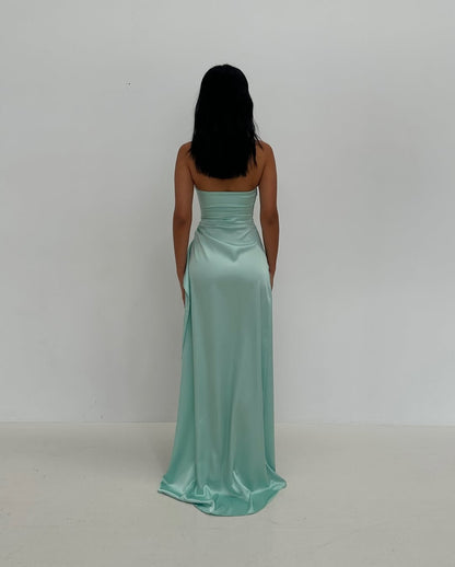 Robe de bal longue fendue bleue Tiffany, robe de soirée formelle J5582 