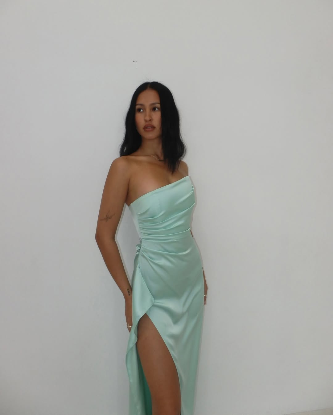 Tiffany Blue Slit Long Prom Dress Formal Party Dresses J5582