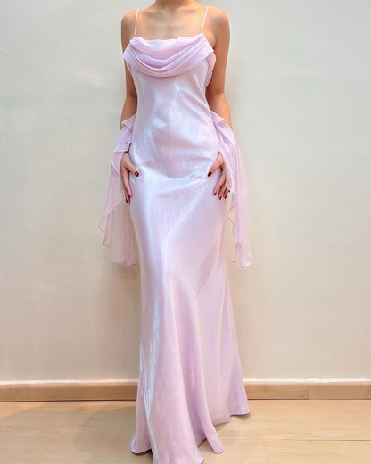 Pink Mermaid Long Prom Dress Vintage Formal Party Dresses J5598