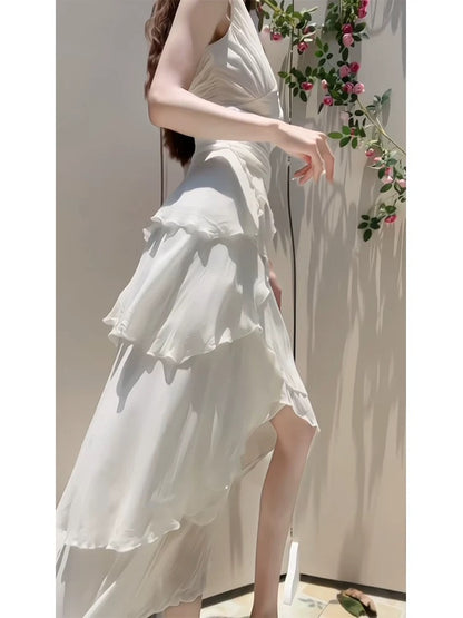 Robe de mariée trapèze à volants et à volants, robe de bal en mousseline de soie J5619 