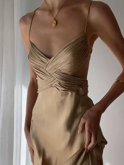 Rückenfreies A-Linie Satin Ballkleid Formelles Partykleid J5621 