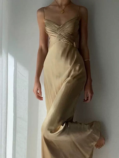 Rückenfreies A-Linie Satin Ballkleid Formelles Partykleid J5621 