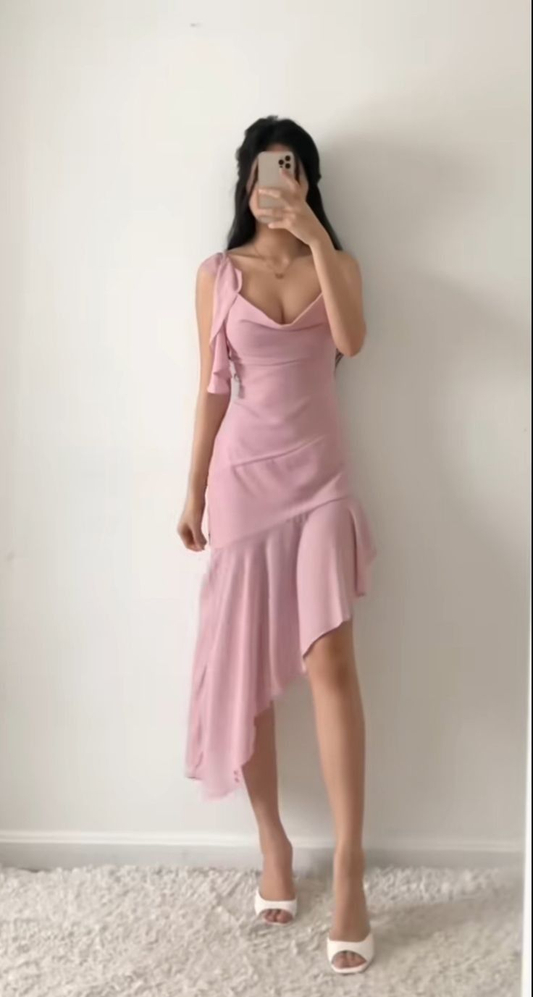 Sheath Pink Chiffon Prom Dresses J5640