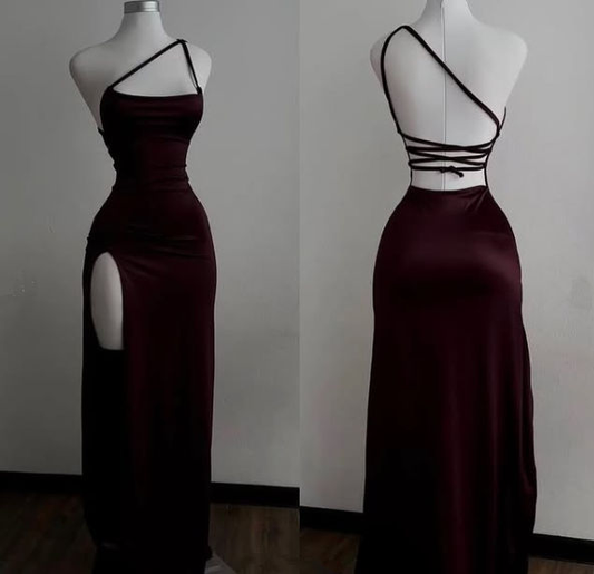 Mermaid Burgundy Backless Evening Dress Sexy Prom Dress J5655