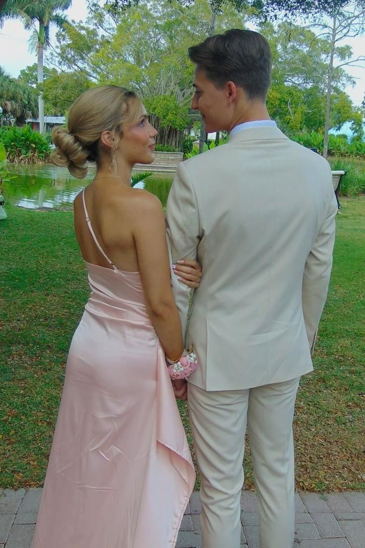 One Shoulder Pink Slit Party Dress Pink Bridesmaid Dresses J5668