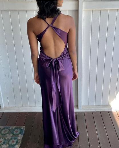 Lila Satin Langes Ballkleid Meerjungfrau Abendkleid J5809