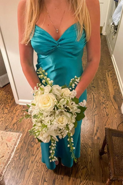 V-Ausschnitt Satin Meerjungfrau Ballkleid Abendkleid Geburtstagsoutfit J5813