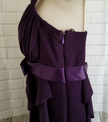Lila Rüschen A-Linie Ballkleid Langes Abendkleid J6009