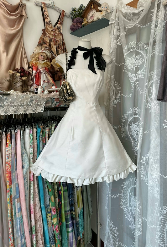 A Line White Birthday Dress Satin Homecoming Dress J6689