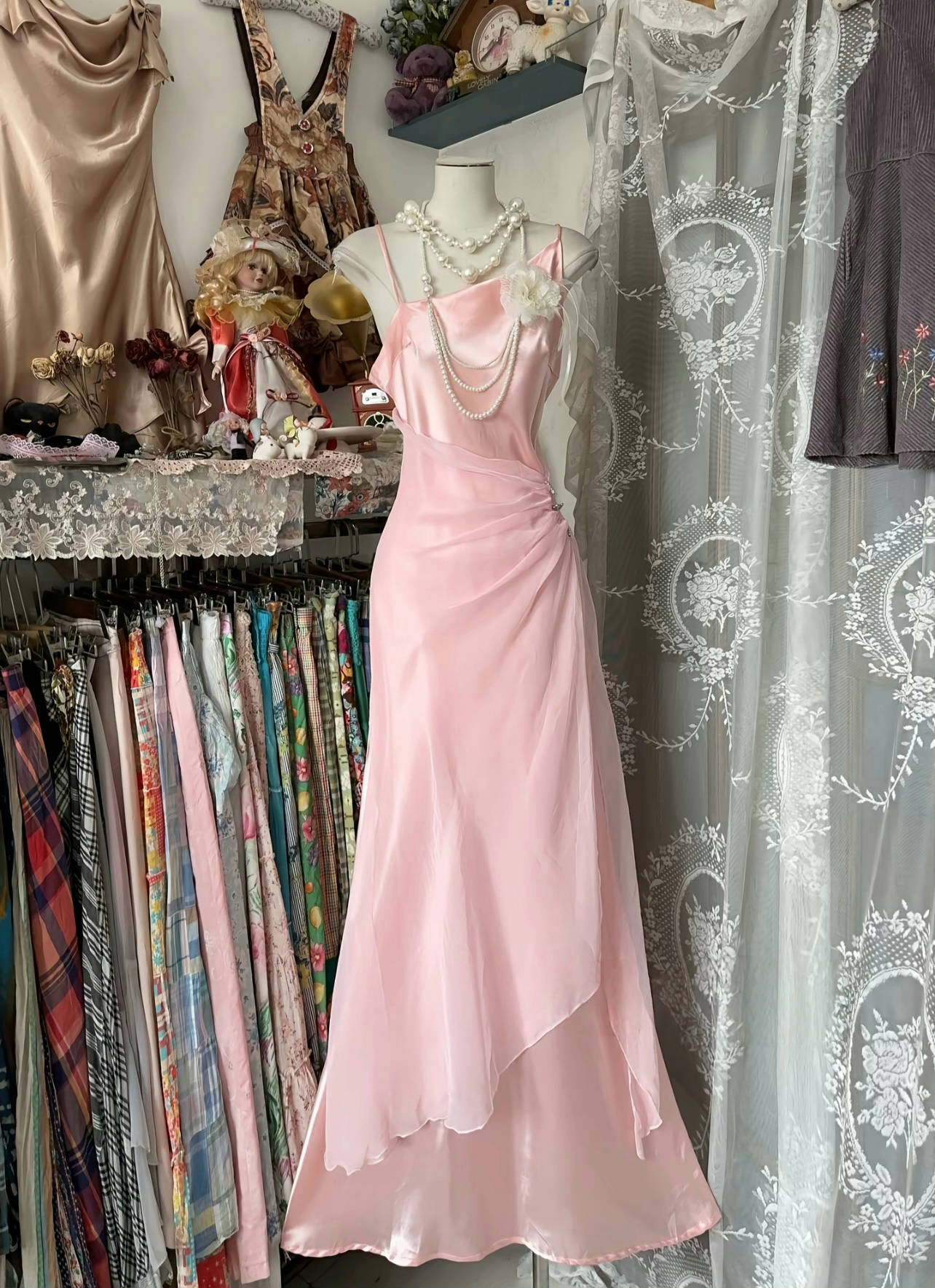 Mermaid Pink Chiffon Prom Dress Cute Birthday Dress J6693